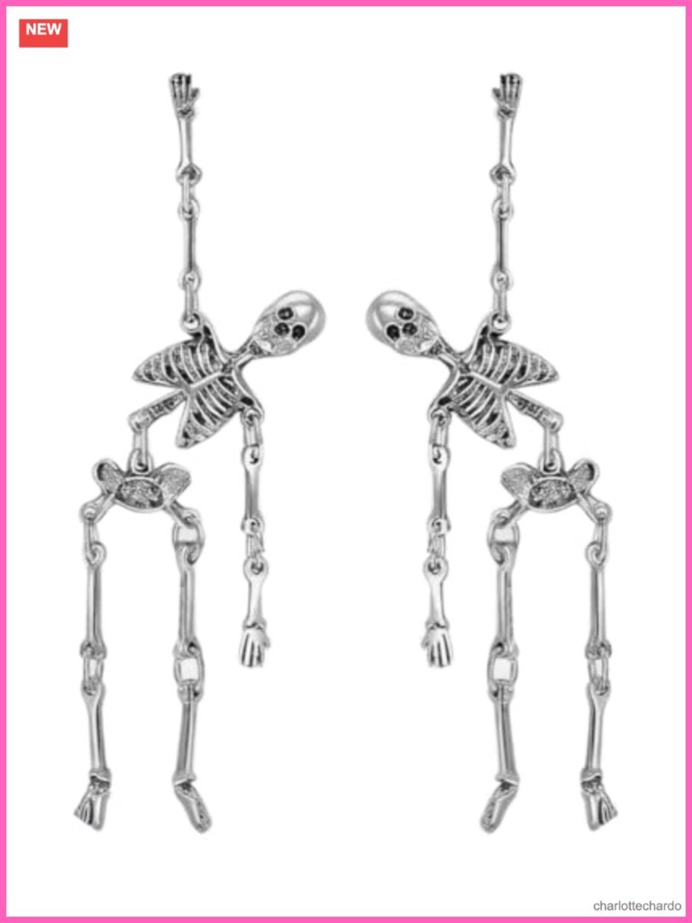 Dangle Skeleton Skull Earrings French Wire Alloy Drop Halloween Jewelry